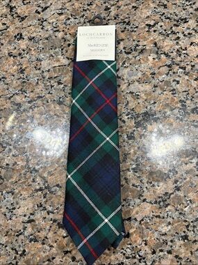 Lochcarron MacKenzie Modern Tartan Tie - Green & Blue